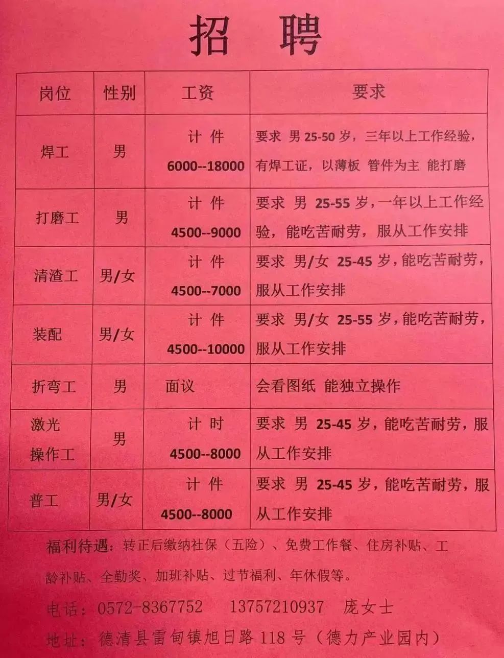 长清最新招聘信息汇总